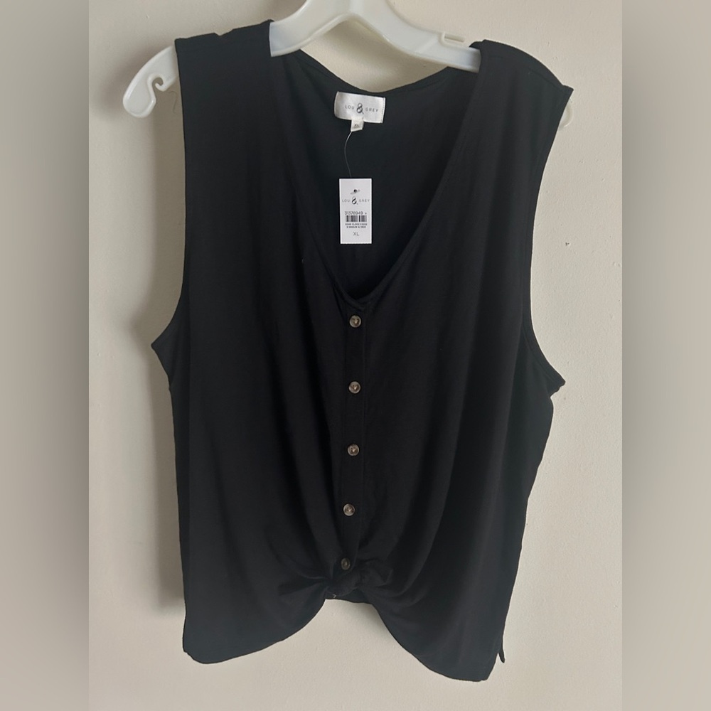 NWT Lou & Grey Women’s V-Neck Button Front Shirt Vest Tank Top Size XL